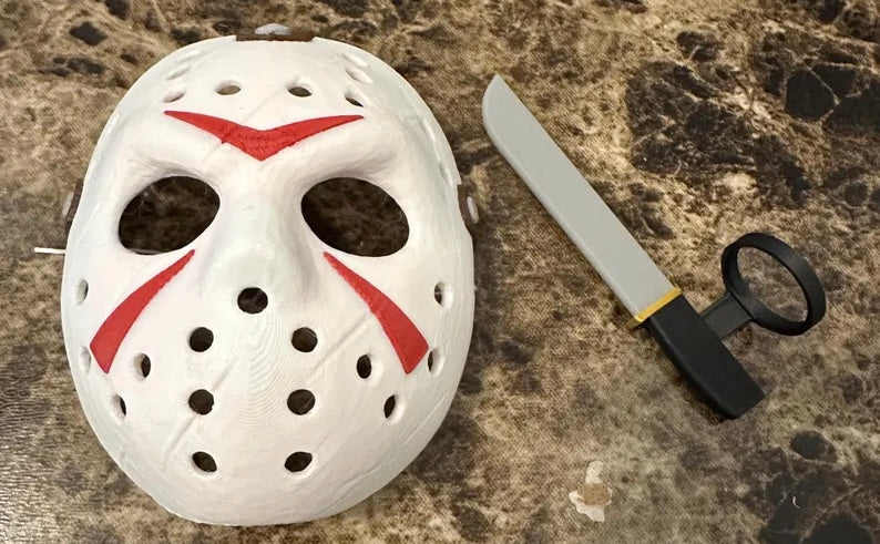 Jason Horror labubu mask with Bloody Knife
