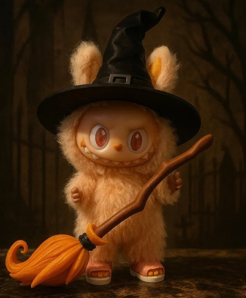 Labubu Witch Hat & Broom Halloween Outfit