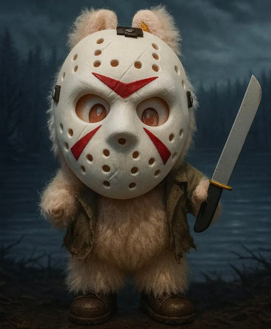 Jason Horror labubu mask with Bloody Knife